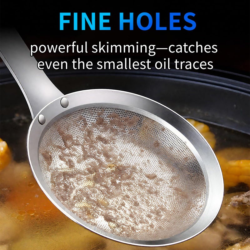 TBWHL Multi-functional Hot Pot Fat Skimmer Spoon - Stainless Steel Fine Mesh Food Strainer for Skimming Grease and Foam DIA 4.4" - Image 4